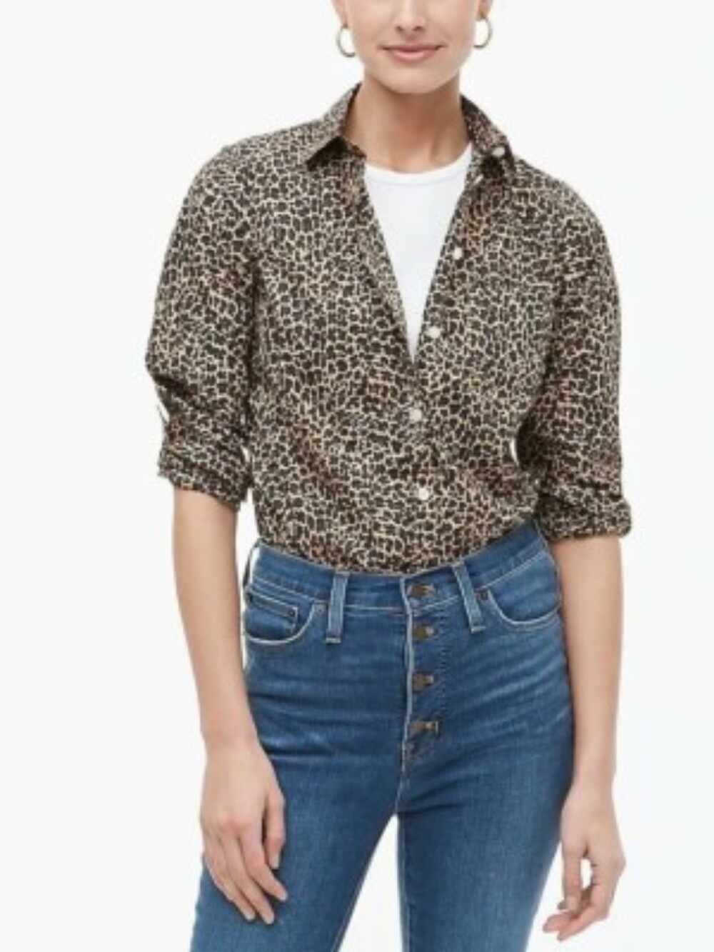 J. Crew Curvy Leopard Print Button Front Shirt Size 6